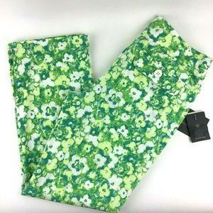 Liz Claiborne Sz 4  High Rise Green Floral Pants